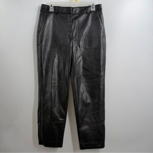 Aritzia Babaton Command Cropped Pants Mid-rise Vegan Leather pants size 10 Black